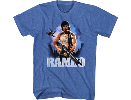 Camiseta Unisexo DEEPSTONE First Blood Retro Poster Rambo brezo real (M)