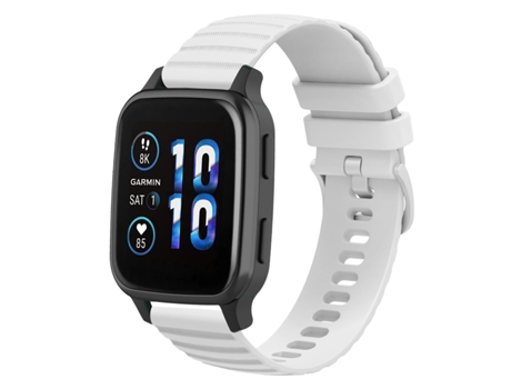 Correa de reloj inteligente para Garmin Forerunner Sq2 Correa de reloj de silicona de color sólido con patrón de puntos ondulados de 20 mm (blanco)