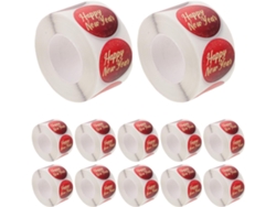 12 Rollos De Pegatinas Para Sobres De Año Nuevo, Pegatinas Navideñas Y De Año Nuevo, Rojas