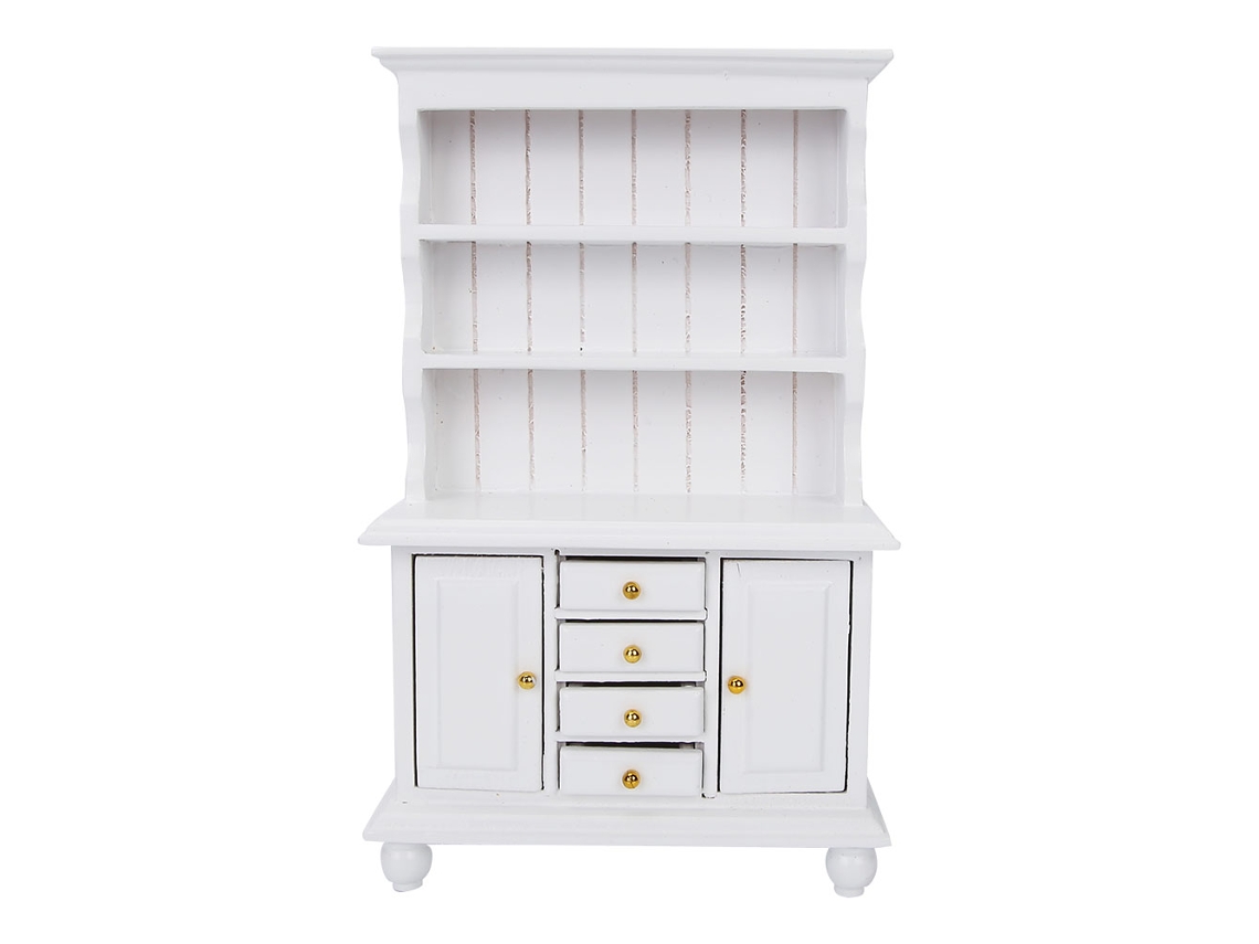 Accesorio Para Casa De Muñecas: Armario De Madera De 3 Niveles, Miniatura Escala 1:12, Blanco.