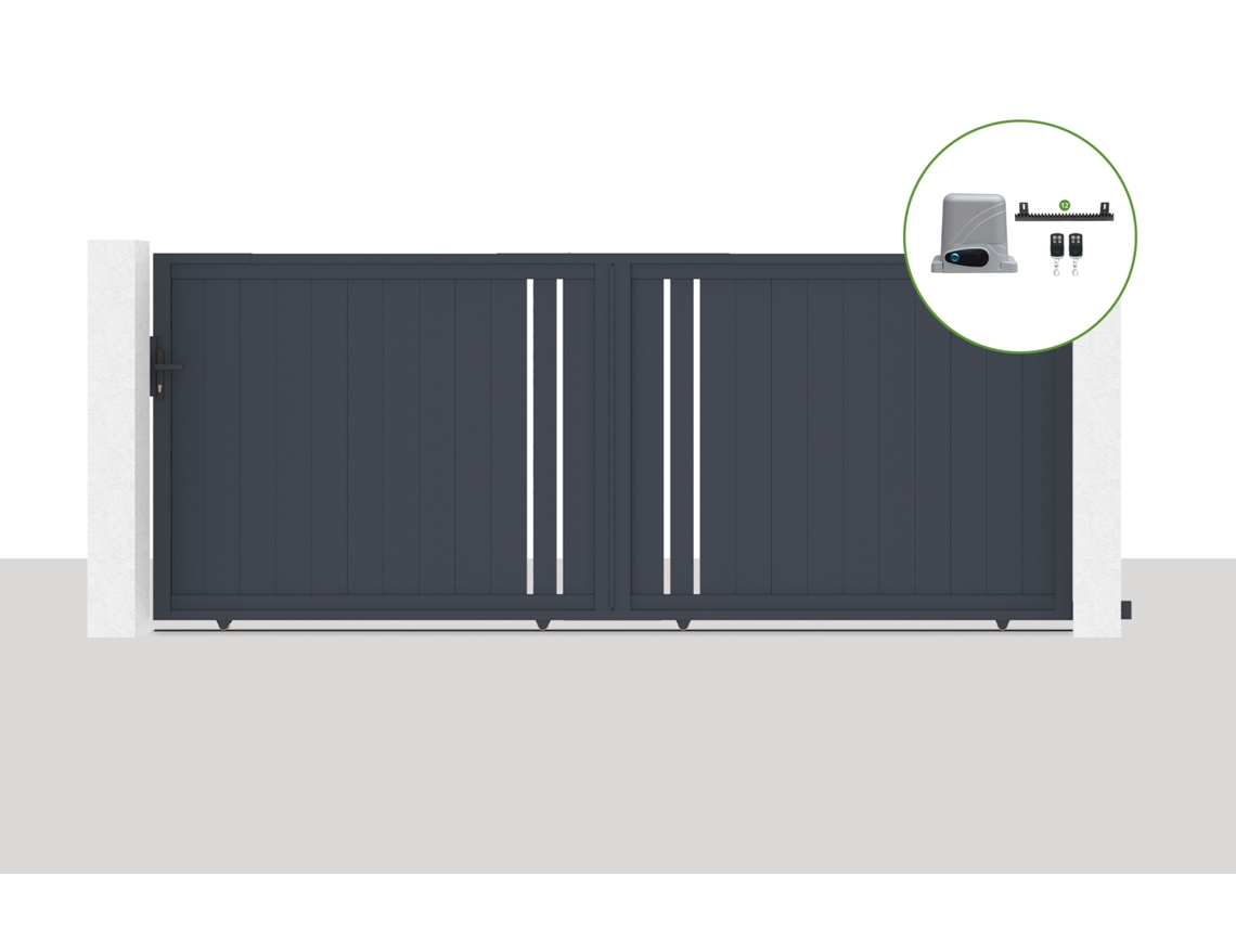 Pack portón eléctrico corredero 4m H.160cm giona + motorización ranger c300