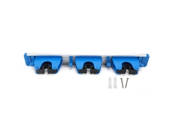Soporte de pared para fregona y escoba con 3 posiciones deslizantes, color azul