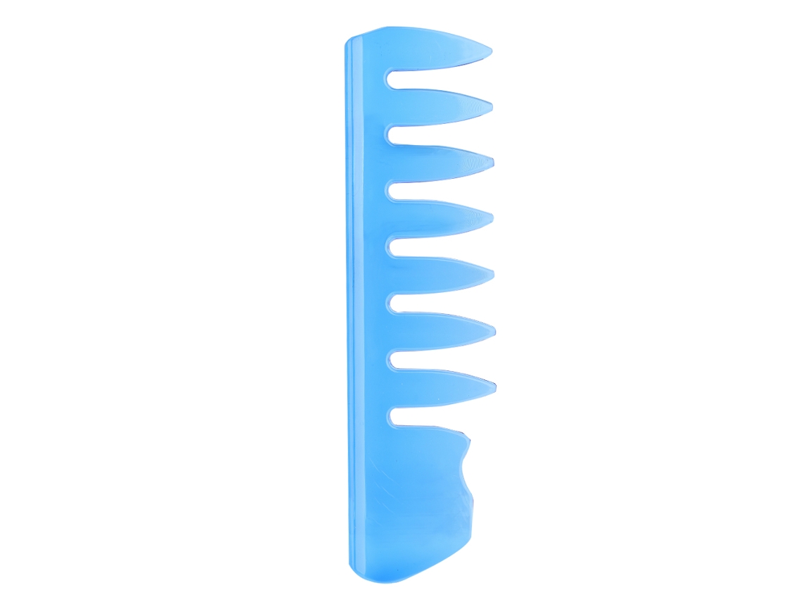 Peine De Pelo Ancho De Dientes Grandes Para Cabello Graso Con Mango Corto Peine De Peluquería Estilo Peine Portátil Azul