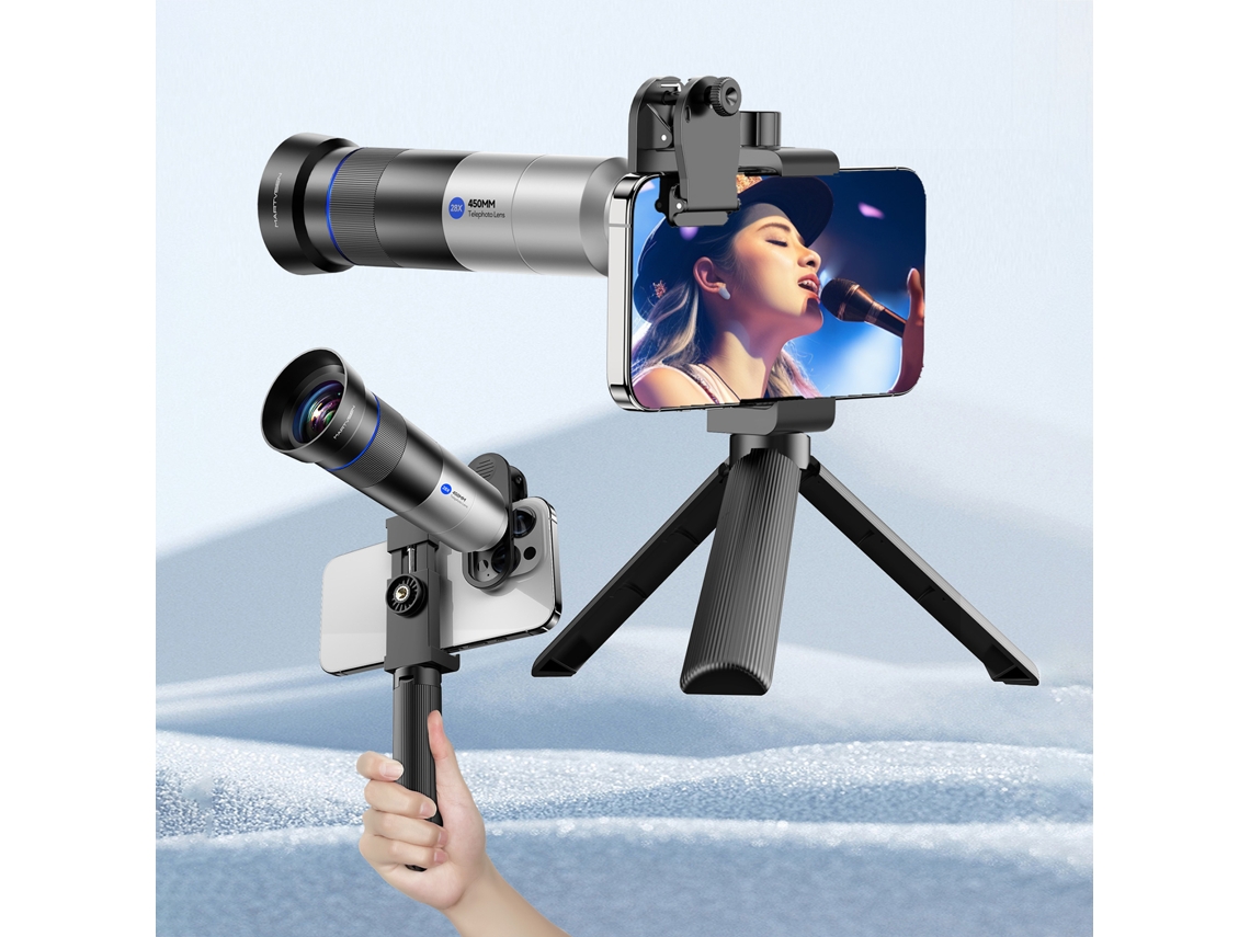 Lente Telescópico Monocular Martvsen 28x 450mm Con Trípode, Adaptador Y Clip Para Teléfonos: Observación De Aves, Estrellas, Caza Y Viajes