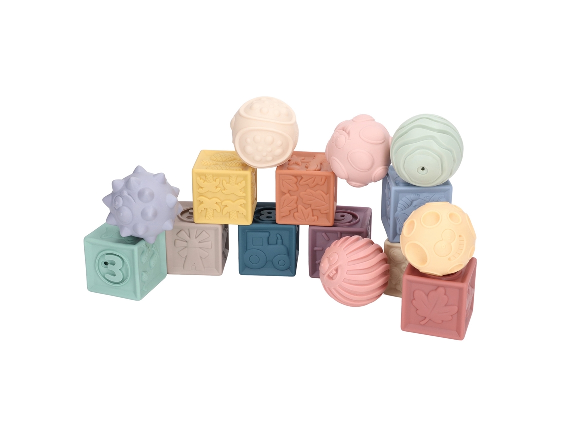 Mali blocos de Construção Macios Silicone Bebê Sensorial Educativo Empilhavel Squeeze Quadrado e Redondo