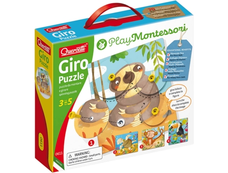 Juego Educativo QUERCETTI Play Montessori Puzzle Giratorio (Edad Mínima: 3 Años - 23 x 5,2 x 20 cm)