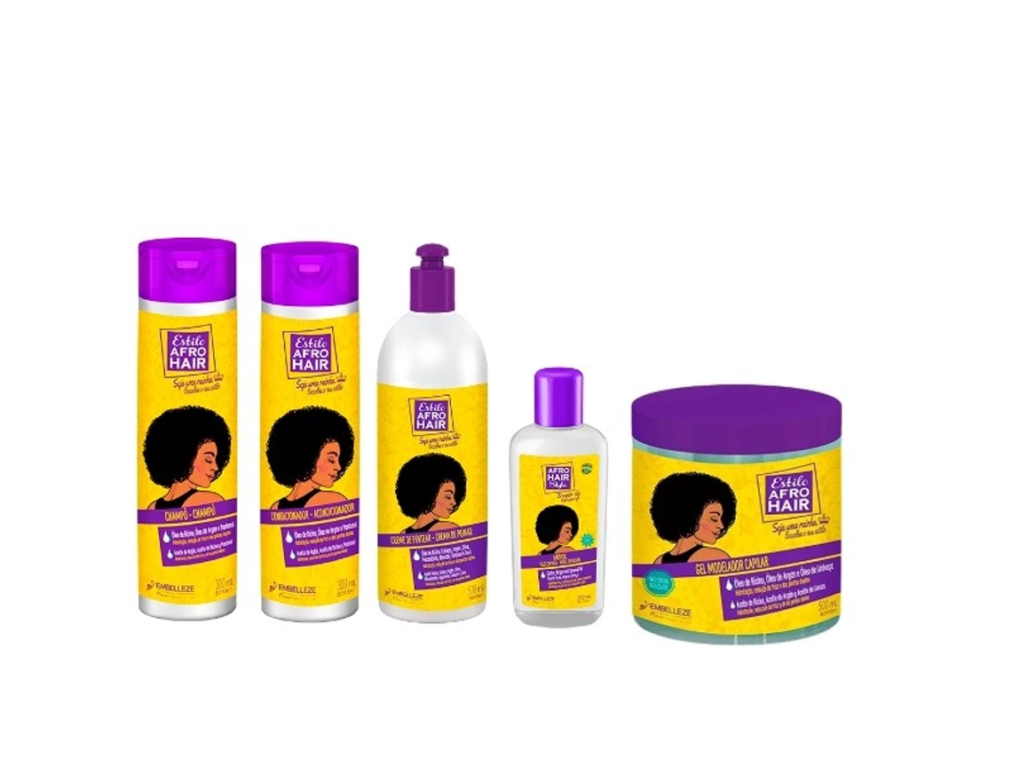 Kit de champú para cabello afro 300Ml Acondicionador 300Ml Crema para peinar 500Ml Aceite para el cabello 200Ml Gel para peinar 500G NOVEX