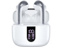 Auriculares Inalámbricos Bluetooth Con Indicador De Batería Y Carga Inalámbrica - Blanco