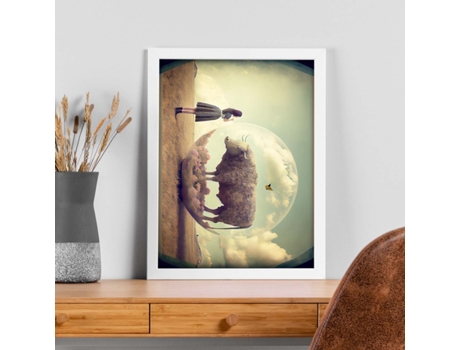 NACNIC Poster Búfalo En Estilo Surrealismo Cinematográfico Ilustraciones y Grabados de Historieta Abstracta y Artística A4 Marcos Negros