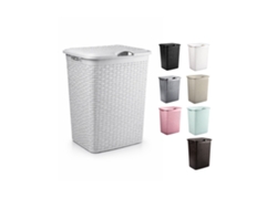 Cesto Ropa Sucia Pongotodo Con Tapa Y Asas | Cesta Colada Plástico Ratán | Cubo Ropa Sucia Ventilado | Baño Dormitorio | 38l/60l Gris 38 Litros