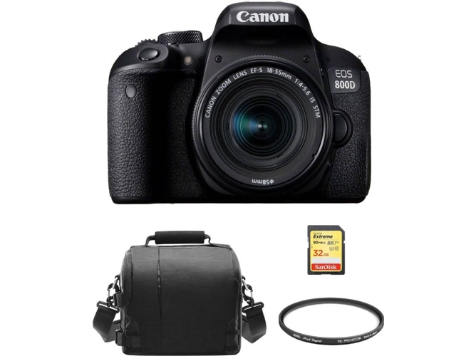 Kit Cámara Réflex CANON EOS 800D EF-S 18-55mm F4-5.6 IS STM + SD de 32GB + Bolsa + Hoya 58mm PRO 1D Protector