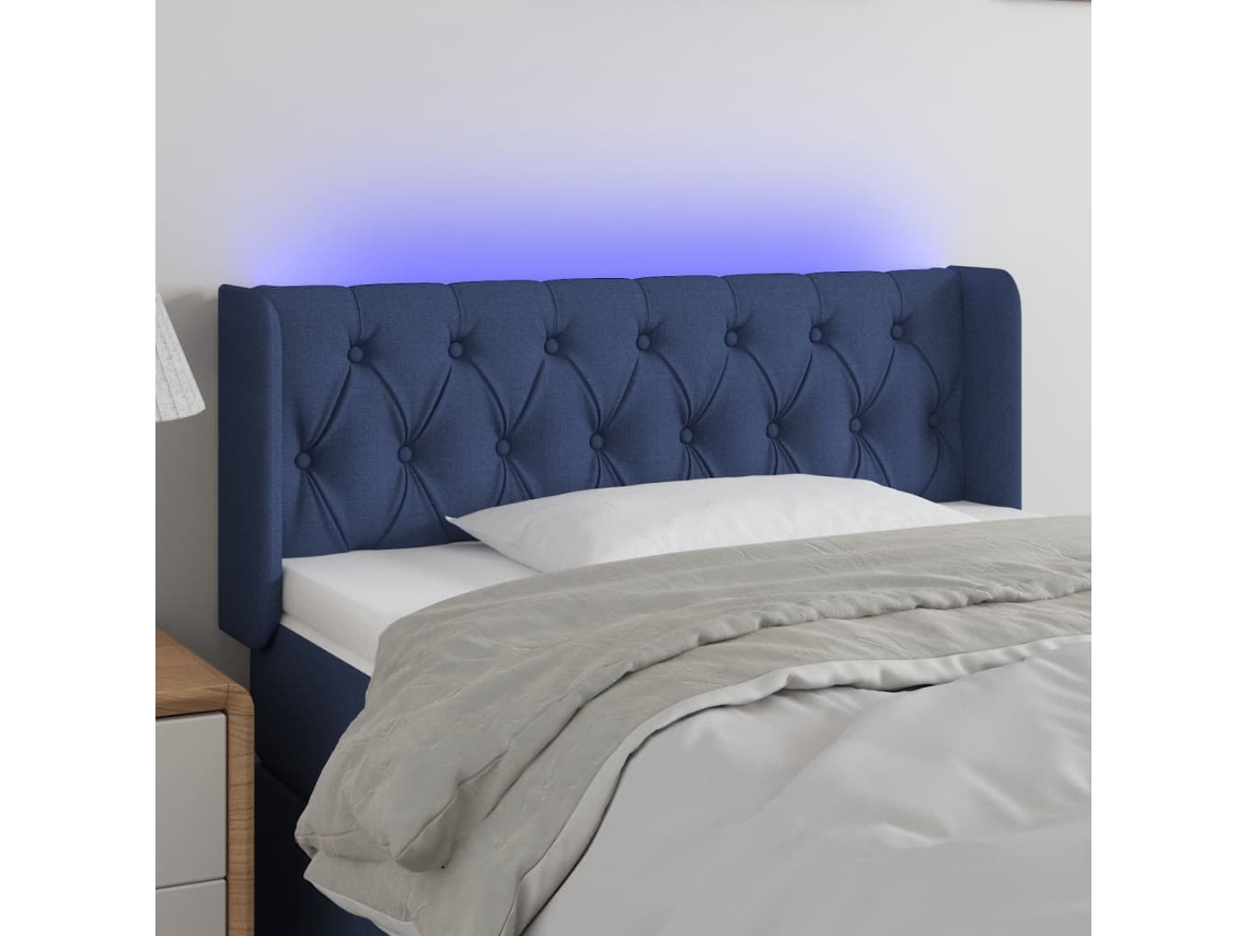 Cabecero Con Led De Tela Azul 93x16x78/88 Cm