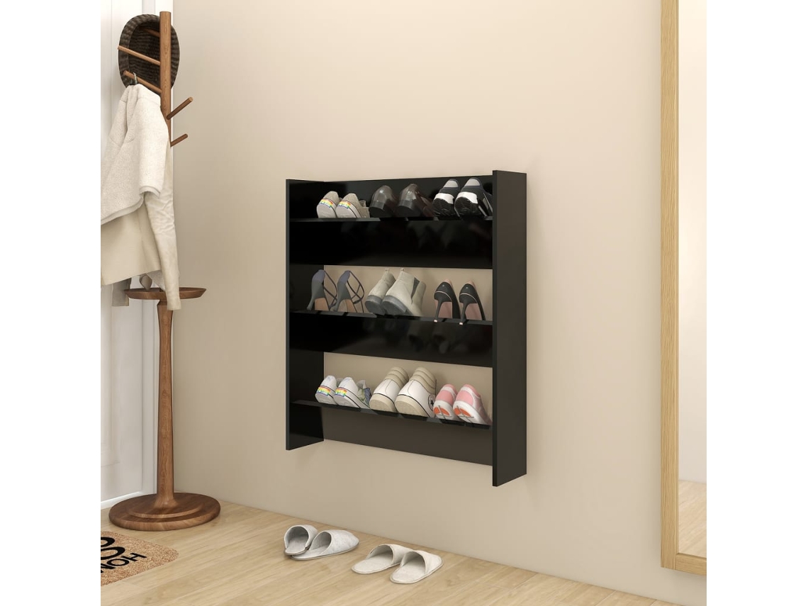 Zapatero Organizador de Pared 80X18X90 Cm Contrachapado Negro