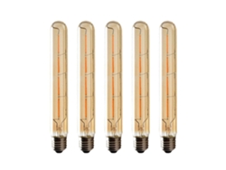 Rebe-conjunto De 5 Bombillas Led Filamento Edison T225 Tubo Largo 6w Base E27 Luz Blanca Cálida Vidrio Ámbar 220-240v Decorativo