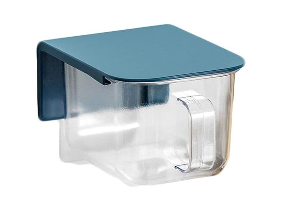 Conjunto de armazenamento de cozinha de parede 2026 com colher, utensílios e potes de tempero azul escuro.