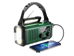 Radio portátil Mdug de 10 000 mAh, radio solar, alarma SOS y brújula para camping (verde)