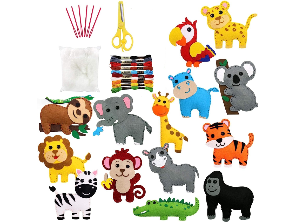 Kit de costura DIY con temática de dinosaurios para niños - Actividades al aire libre - Mdug (14 animales)