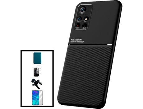 Kit Funda Magnetic Lux, Magnetic Wallet Azul, 5D Full Cover, Protector de Cámara Trasera y Soporte Magnético de Coche Reforzado Xiaomi Poco M4 Pro ...