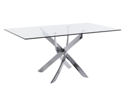 Mesa de Comedor ANGEL CERDÁ. 1061 (Plateado - Vidrio - 140 x 95 x 75 cm)