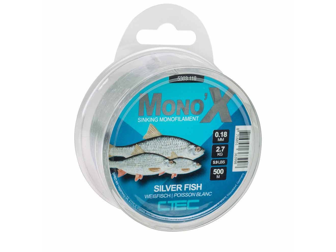Monofilamento X Silverfish 500 M Cinzento 0.180 Mmctec
