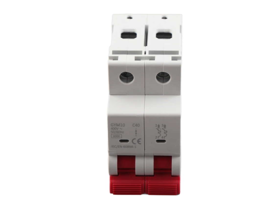 Disyuntor Miniatura Bipolar De 40 A Y 6 Ka Con Protección Contra Sobrecarga Y Cortocircuito, 400 V.