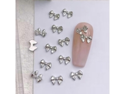 10 colgantes de mariposa para uñas, colgantes de mariposa 3D de aleación, decoración de uñas de mariposa con diamantes de imitación plateados de Hengrongshen