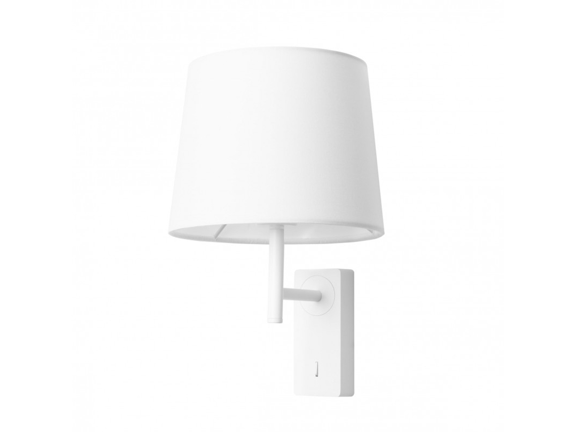 Aplique De Pared FORLIGHT Para Dormitorio E27 Con Interruptor On/Off En La Base Blanco Con Pantalla De Textil