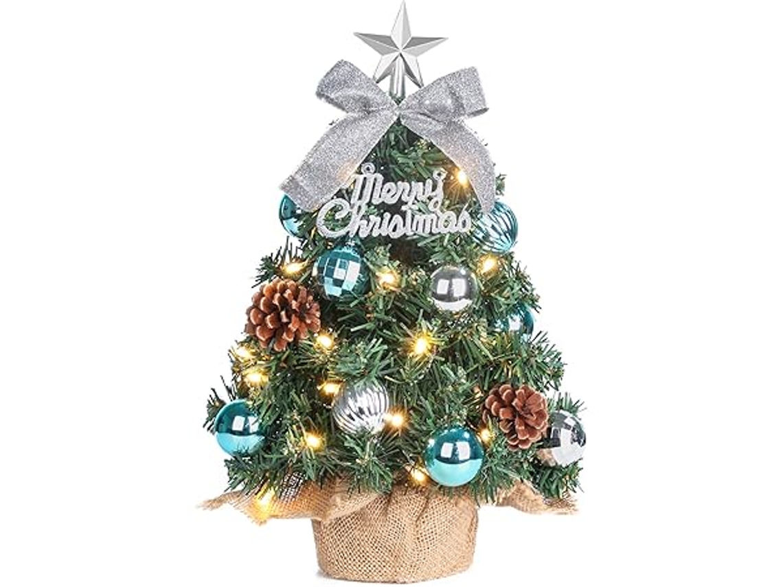 Mini árbol de Navidad artificial con luces LED, modelo de sobremesa, decoración navideña, 60 cm, clase energética G, bajo consumo STELASPLEN