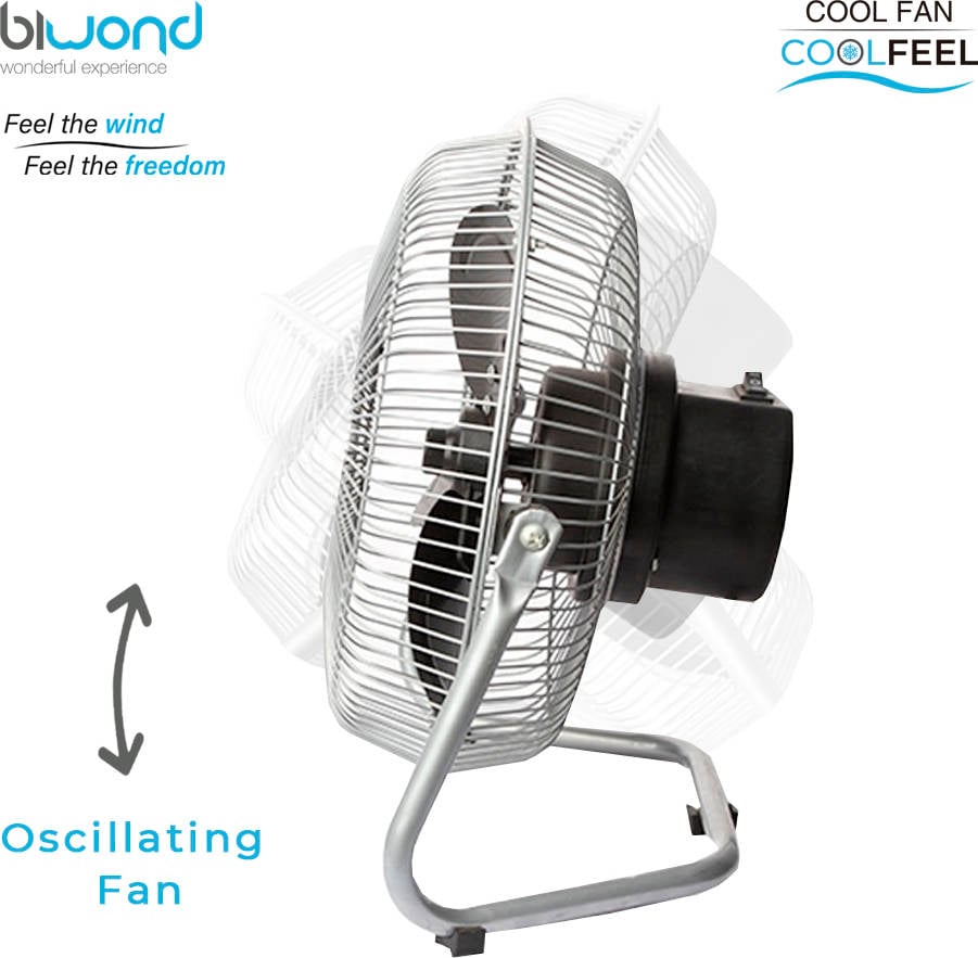 Ventilador de Suelo BIWOND BW0080 (3 Velocidades - Diámetro 40 cm - 90 W - Plateado)