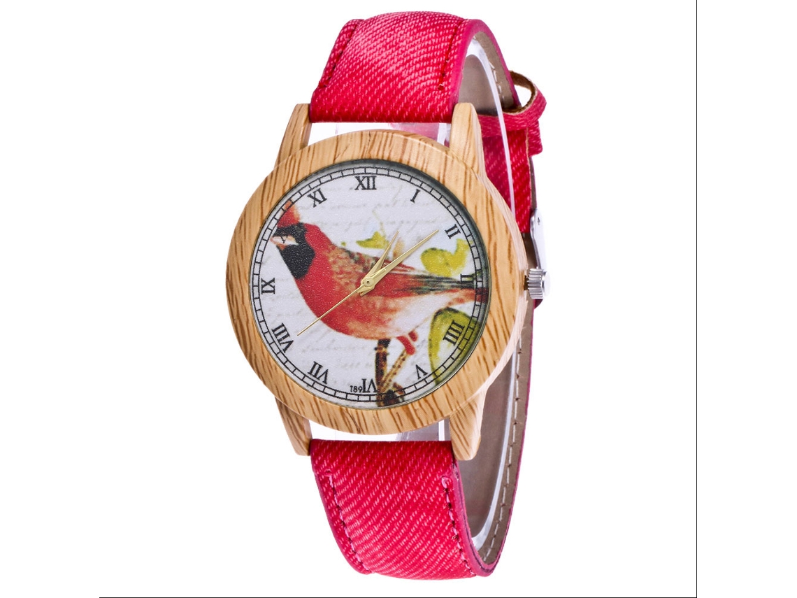 Reloj De Pulsera De Cuarzo Para Mujer Sanda, Piel Sintética, Diamantes De Imitación, Resistente Al Agua, Rojo.