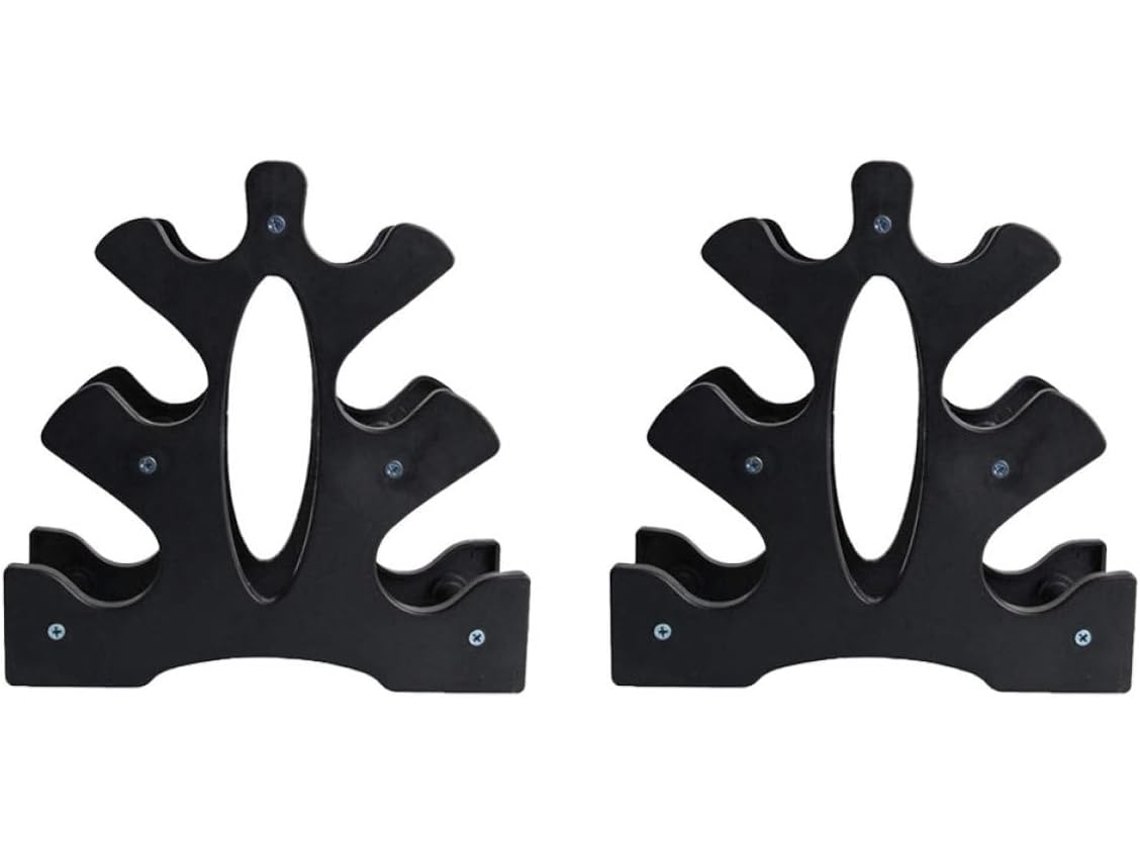 Soporte para mancuernas de 2 piezas, color negro, para uso doméstico.