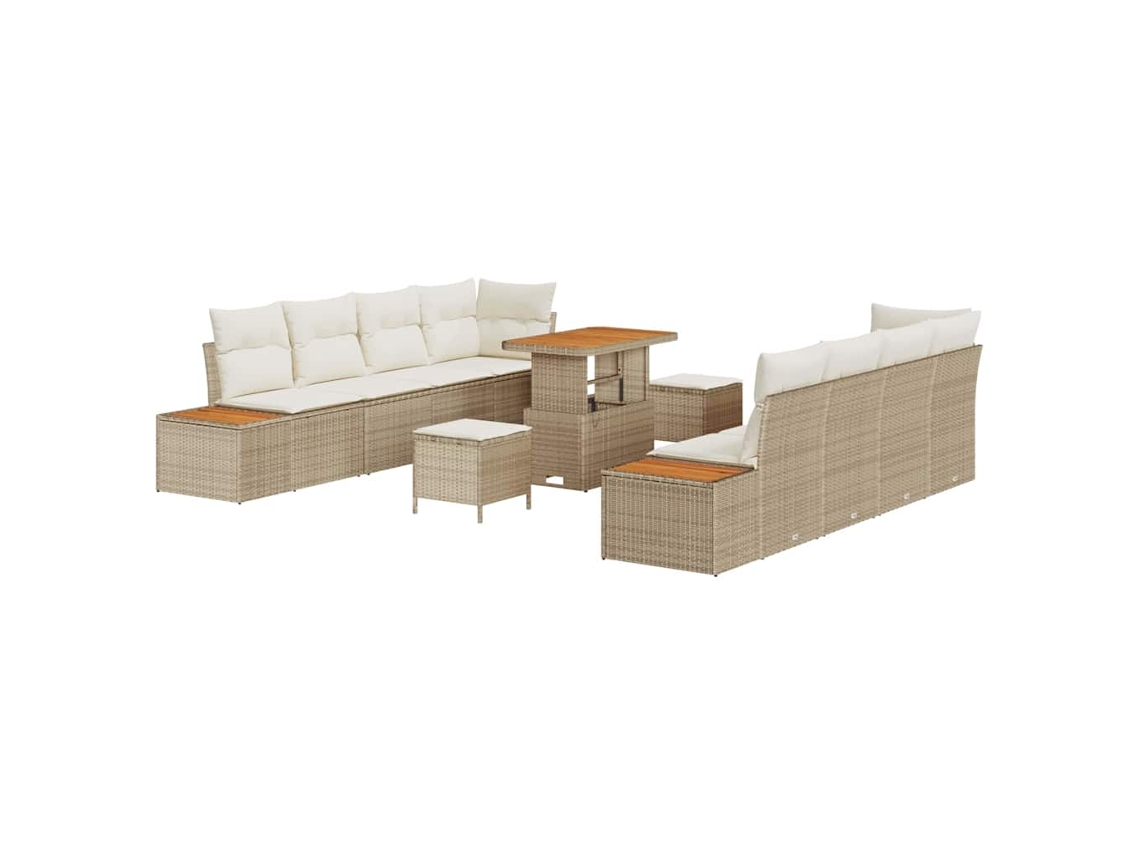 Maison Exclusive - Juego de sofás de jardín de ratán sintético beige de 11 piezas