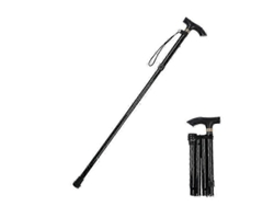 Bastón plegable y ajustable - Aleación de aluminio ligera y antideslizante para personas mayores y para caminar