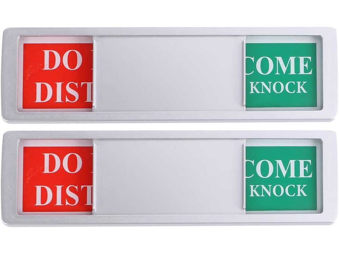 Letrero Magnético Para Puerta, Juego De 2, "no Molestar", Indicador Deslizante De Aluminio Plateado.