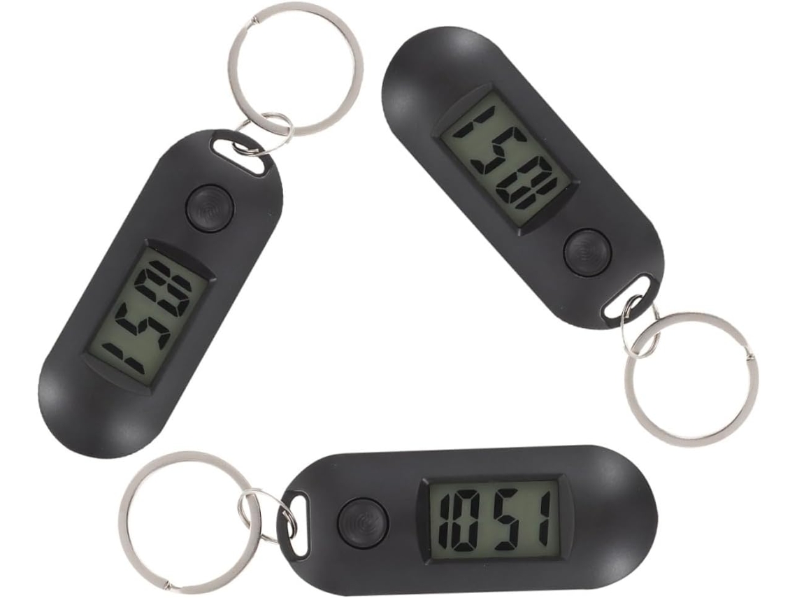 Reloj Digital Bolsillo Silencioso Negro 3 Piezas Plástico Portátil Estudiantes Examen Mochila Colgante Llavero