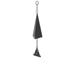 Campana triangular de hierro para jardín con anilla para colgar.