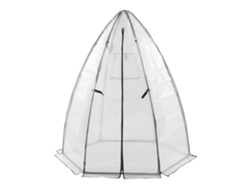 Invernadero de lámina exterior Hunze con cremallera acero y cubierta PE 183 x Ø 160 cm - Blanco [EN.CASA]