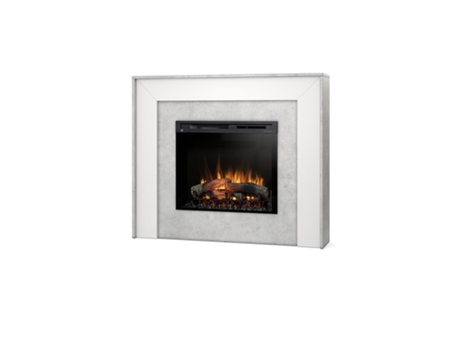 Chimenea LED eléctrica independiente ZUNI 28' Blanco mate / Cemento 130.2 x 110 x 27.5 OUTINFIRE