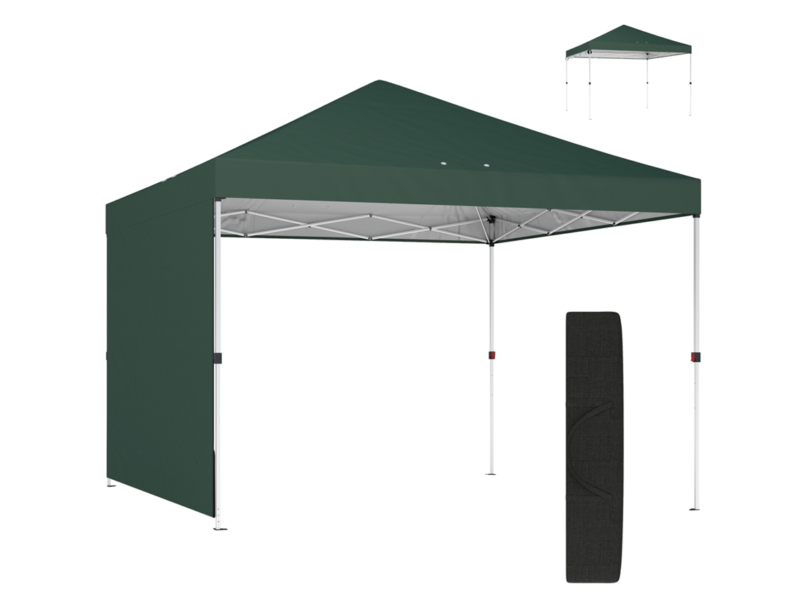 Tienda De Campaña Desplegable De 3x3 M Con Panel Lateral Upf50, Sistema Central De Pulsadores Y Bolsa Verde.