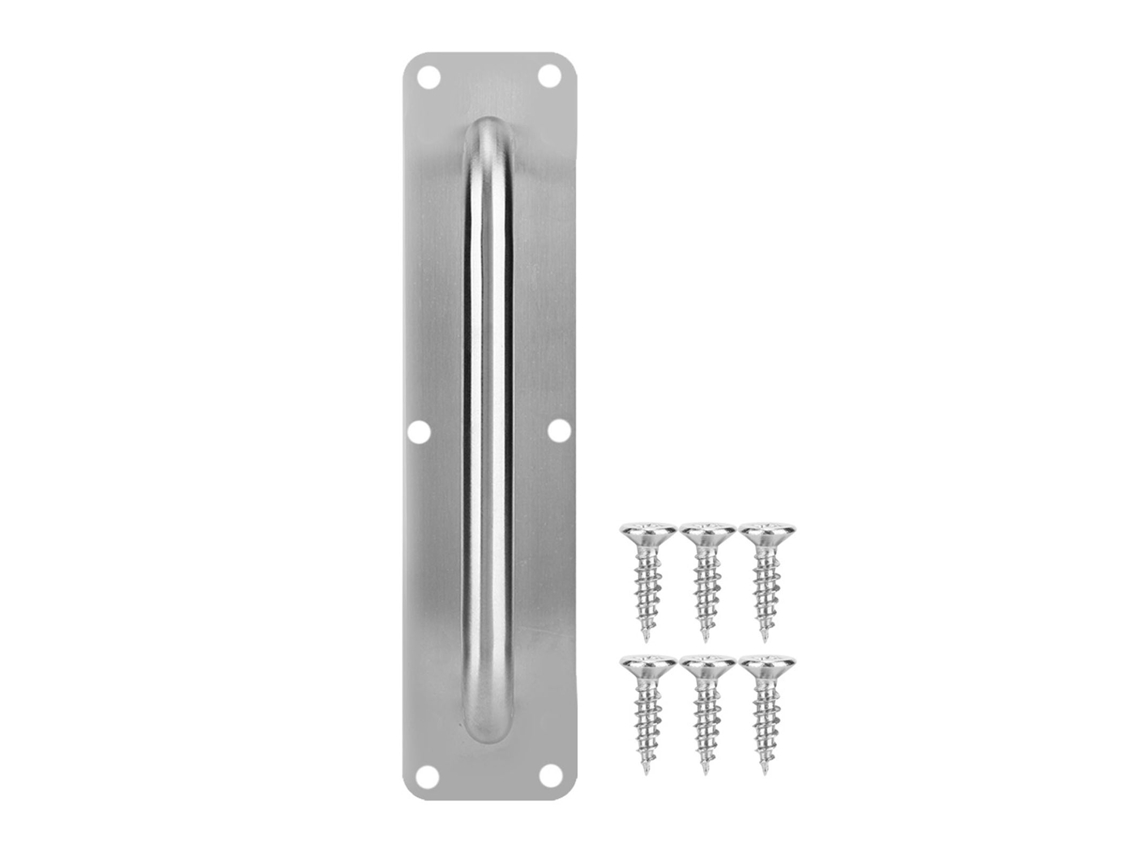 Manilla cuadrada de acero inoxidable para puerta de acceso con placa de empuje y tracción, 300x80 mm, con tornillos | PRIMEOX