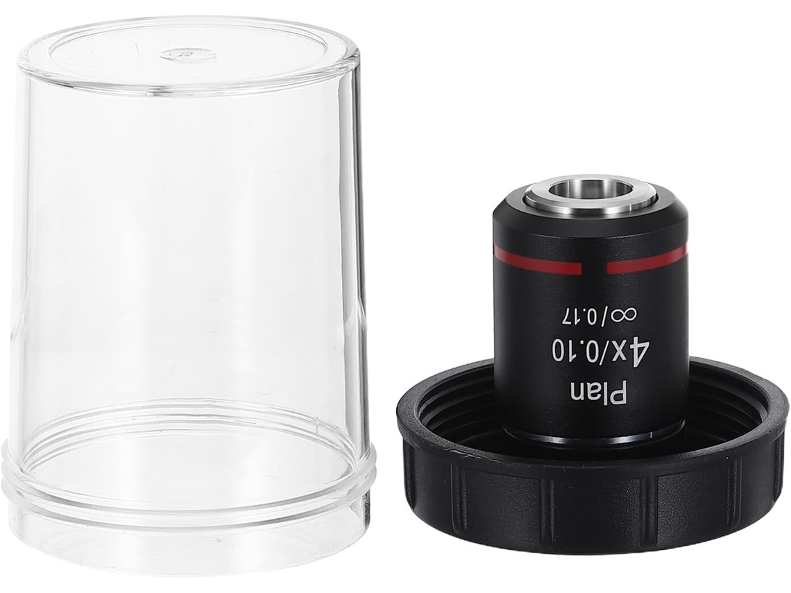 Objetivo De Microscopio Óptico Plano Negro 4x 0.10 Con Corrección Cromática