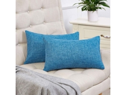 2026-40659-fundas De Almohada Lumbar Azul Otoño De Lino Rústico 12x20 Pulgadas Para Sofá Decoración Set De 2