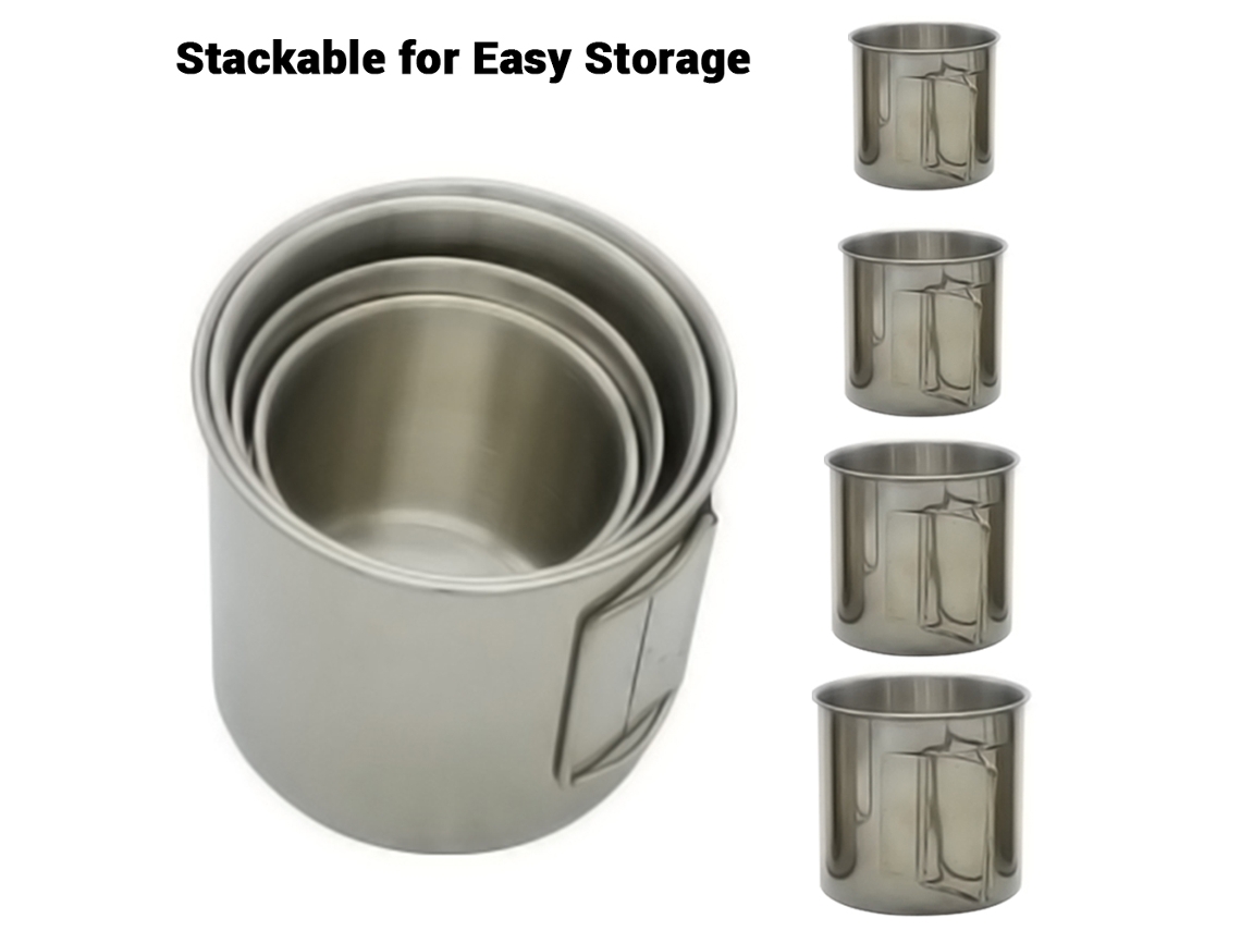 Caneca De Camping De Acero Inoxidable Con Asa Plegable
