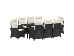 Maison Exclusive - Conjunto De Comedor De Jardín 9 Pcs Negro Ratán Sintético