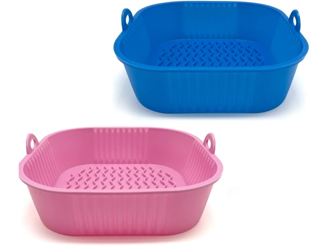 Cesta de silicona reutilizable, cesta para accesorios de freidora de aire, hojas de papel para freidora de aire, bandeja de silicona para freidora de aire, microondas