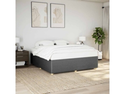Cama Sin Colchón Tela Gris Oscuro 200x200 Cm