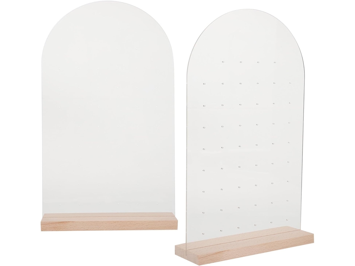 Elegante Organizador Pendientes Juego 2 Unidades Acrílico Madera Estable Almacenamiento Seguro Joyas Base