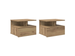 Maison Exclusive - Mesita Flotante Con Cajón 2 Pcs Roble Artesanal 40 X 31 X 28 Cm