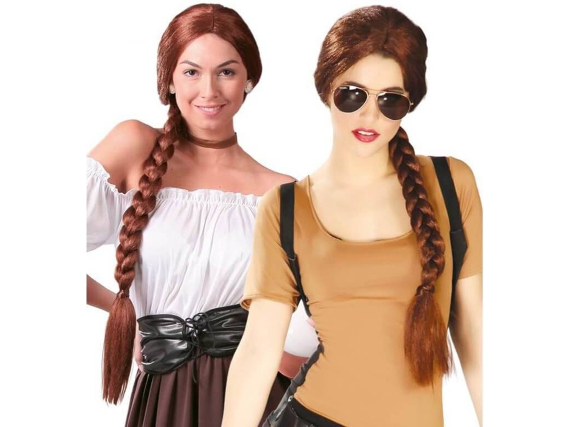 Peluca DISFRAZZES Trenza Castaña De Lara Croft (Talla: Talla Universal)