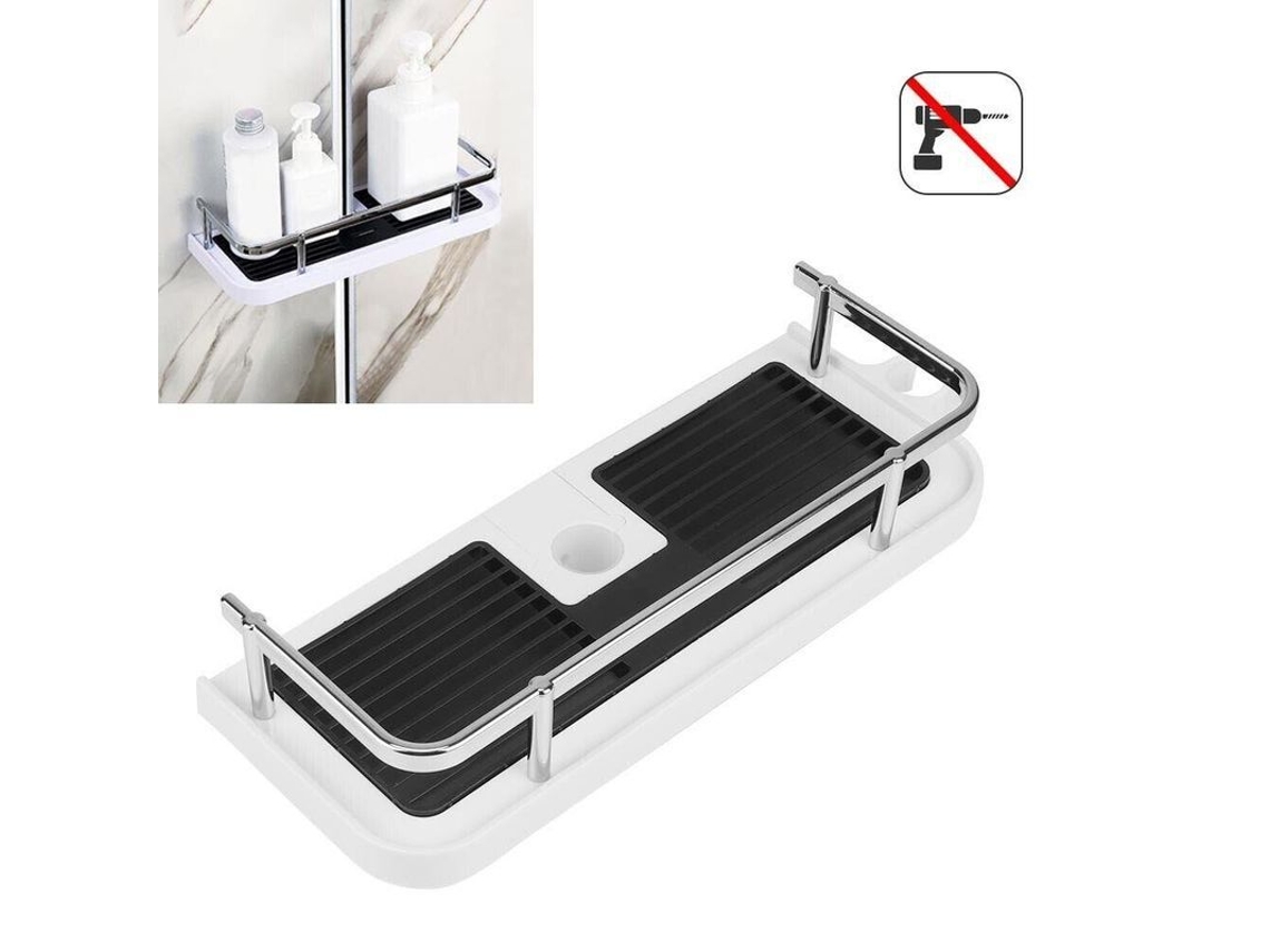 Estantería Baño Colgante Para Palo De Ducha Ajustable Organizador Almacenamiento Abs Inoxidable